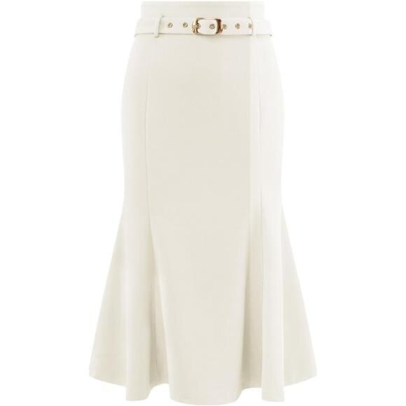 Women's Elegant Fishtail Skirt High Waist White - Picture 1 of 6